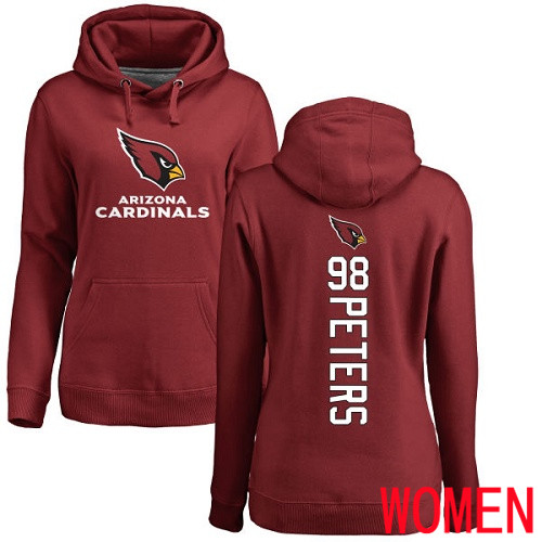 Arizona Cardinals Maroon Women Corey Peters Backer NFL Football #98 Pullover Hoodie Sweatshirts